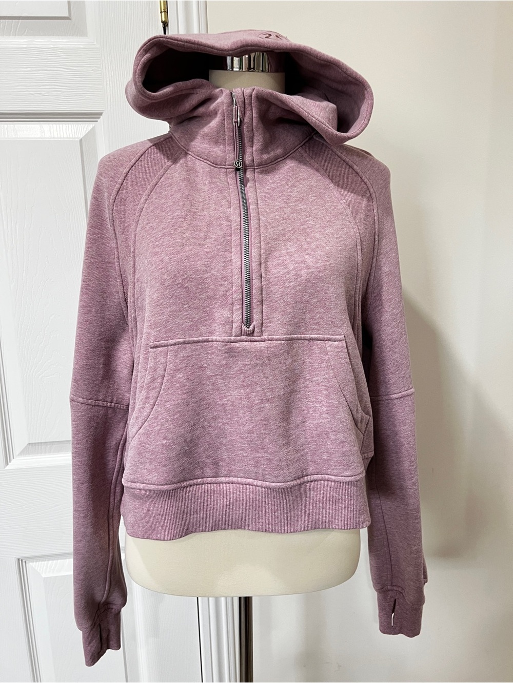 Lululemon Scuba Oversized Half-Zip Hoodie Heathered Pink Taupe Size XS/S Fleece